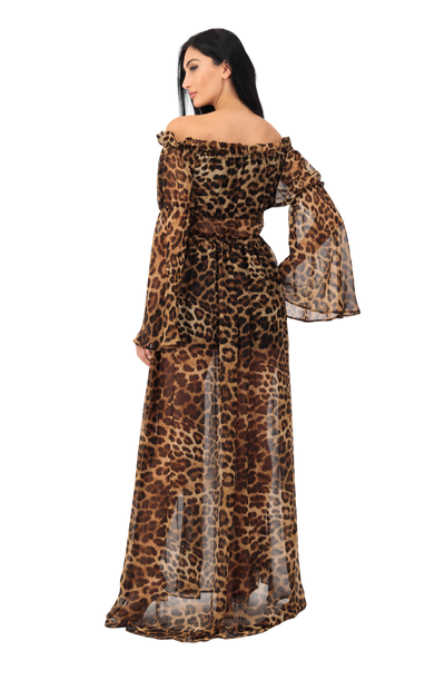 chiffon tiger long dress