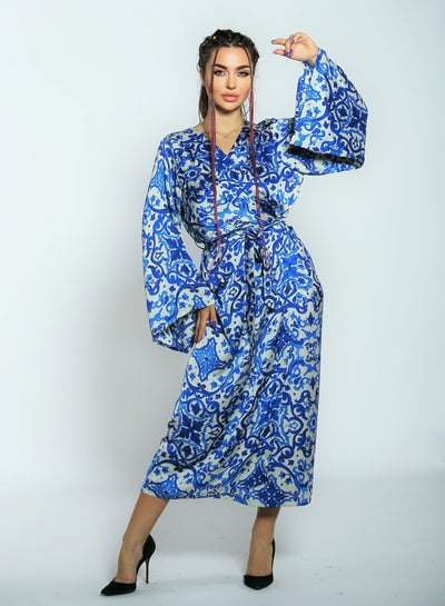 Silk kimono sky blue