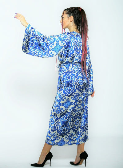 Mëndafshi kimono qielli blu