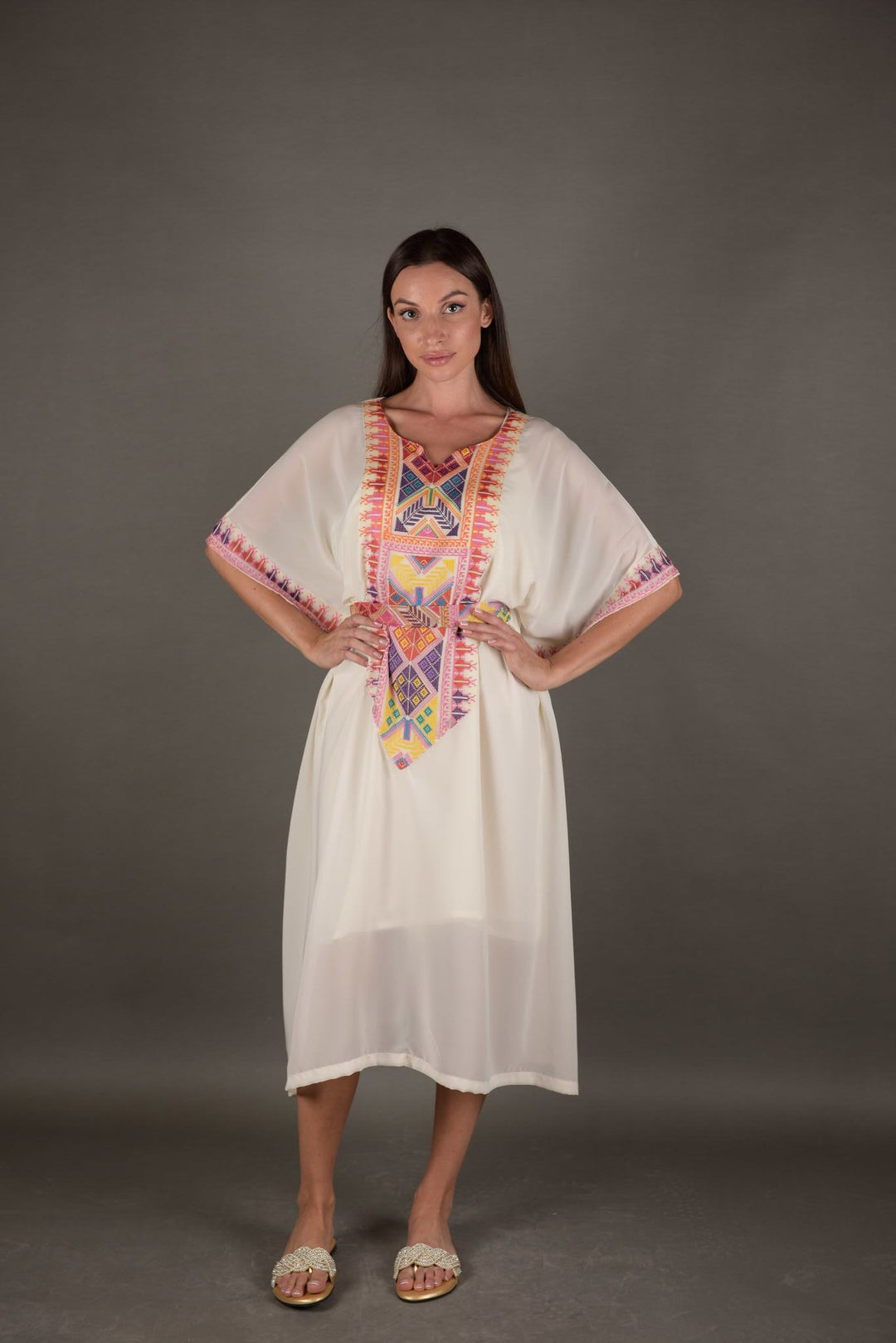 Tunic dress embroidery | Malachite.uae.