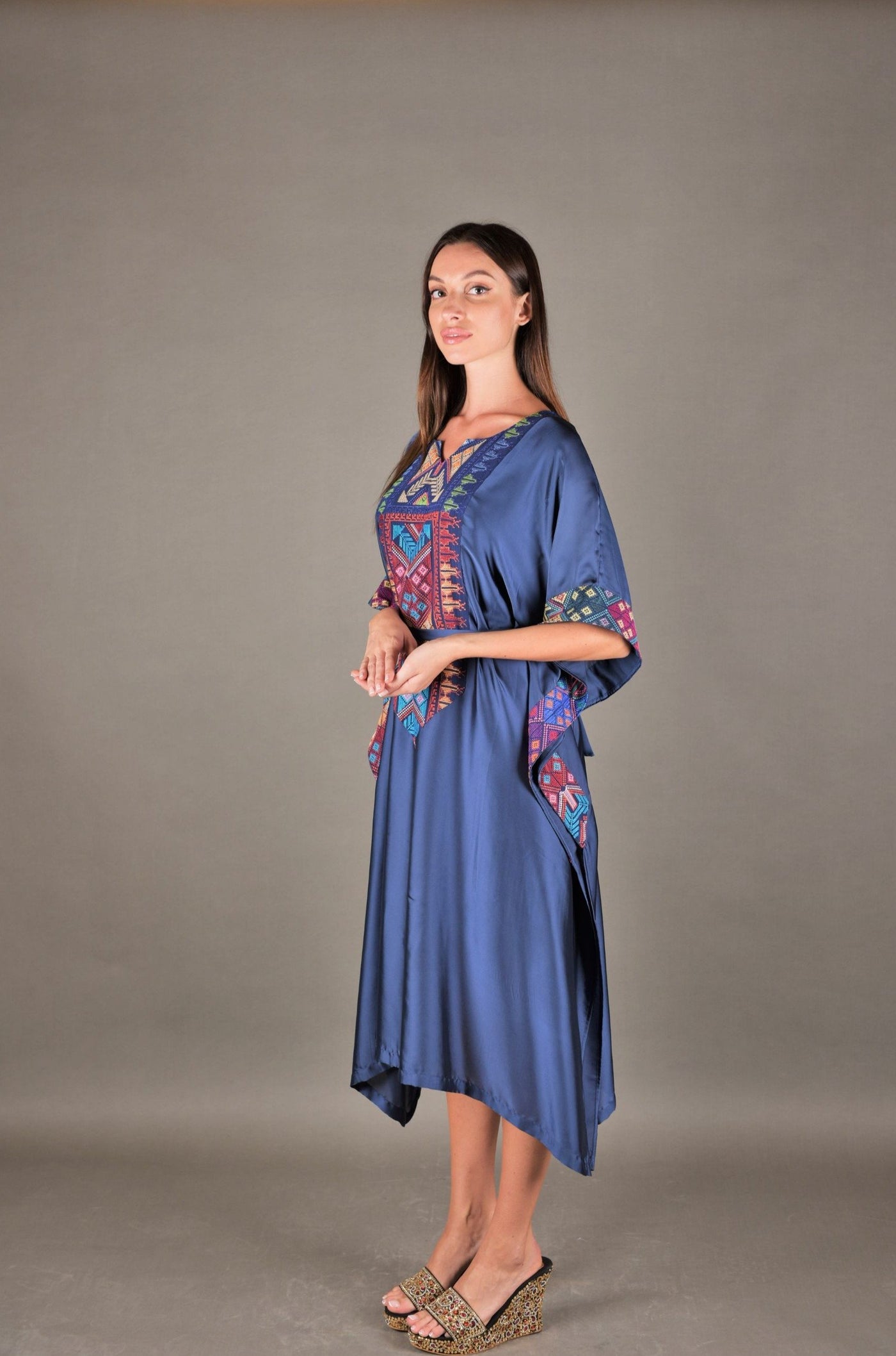 Tunic Dress silk with embroidery | Malachite.uae.