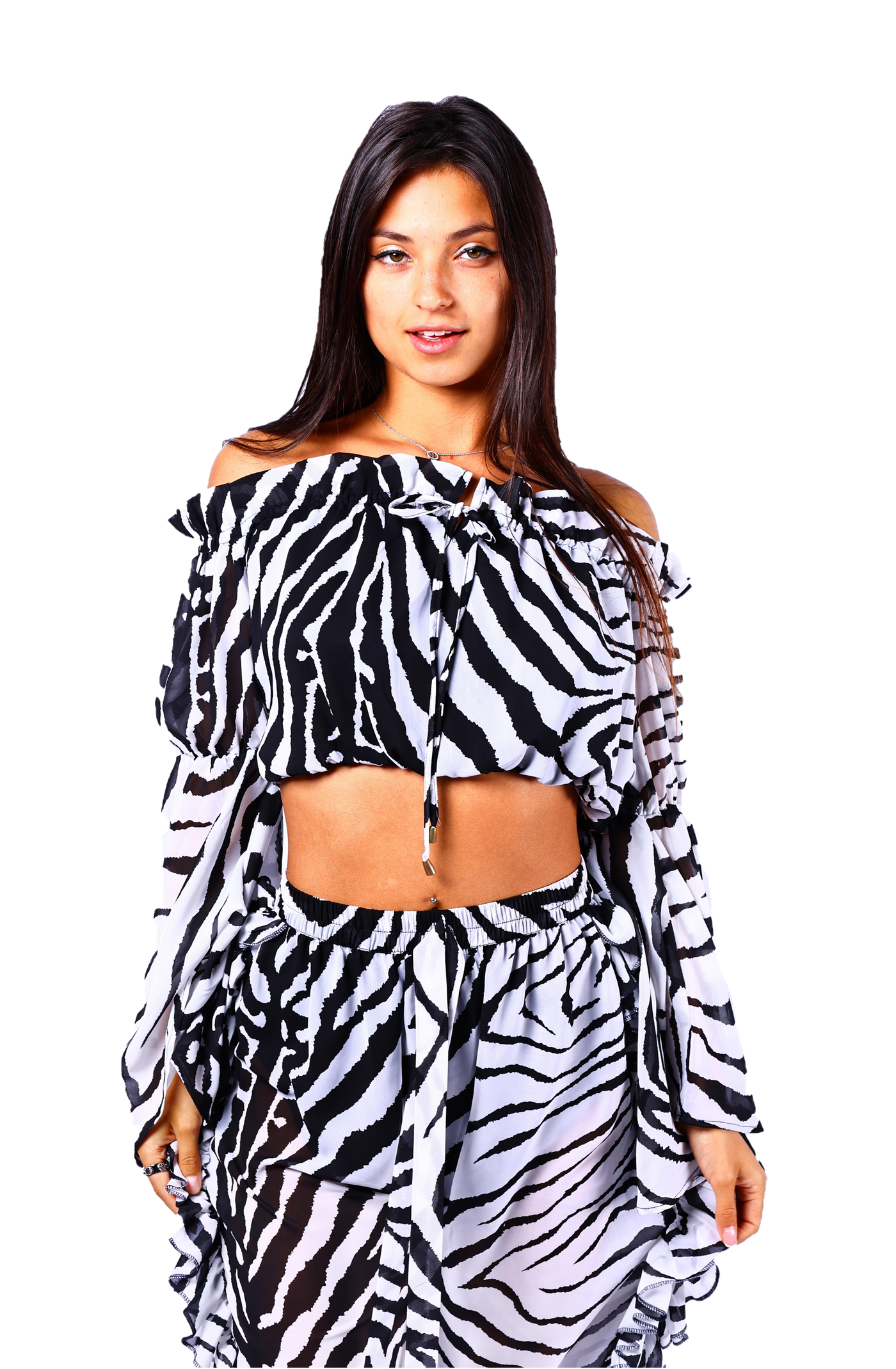 Trouser & blouse chiffon zebra