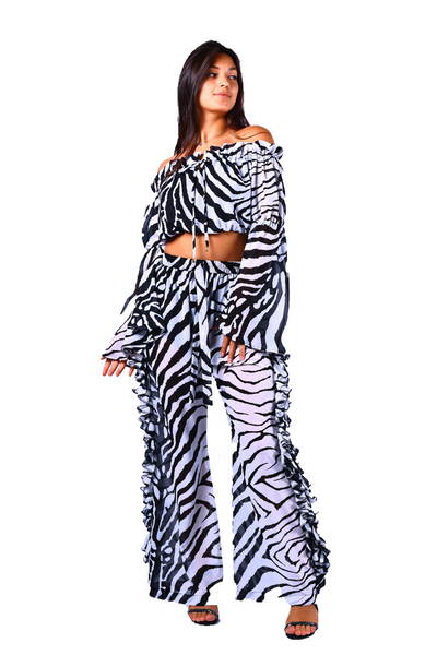 Trouser & blouse chiffon zebra